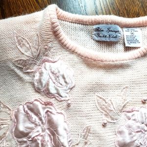 Vintage‎ Applique Blush Pink Vintage Sweater Size M